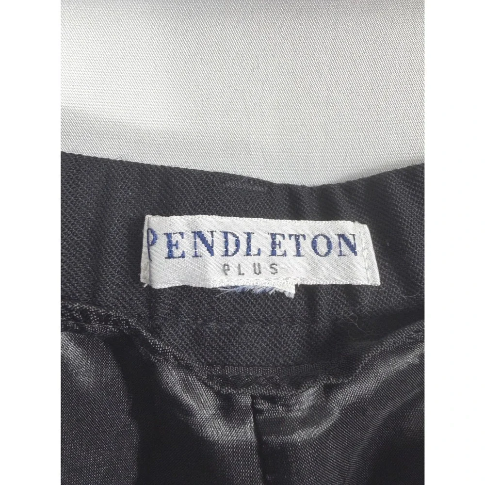 Pendleton Trousers Women's 16W Black 100% Virgin Wool Pleated Lined‎ Pants USA